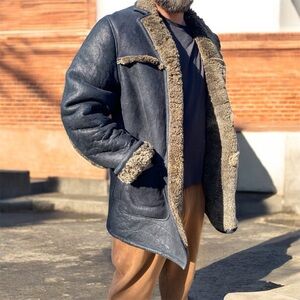 Men's Black Shearling Coat